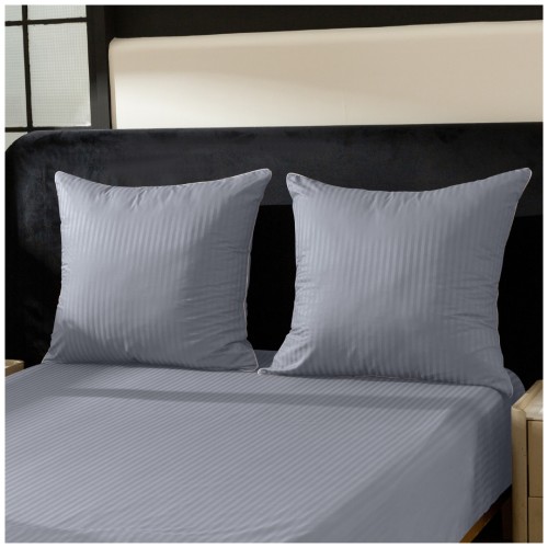 Pościel Z Lamówką 160x200 2x70x80 Silver Blue Adamaszkowa Pasy 1Cm