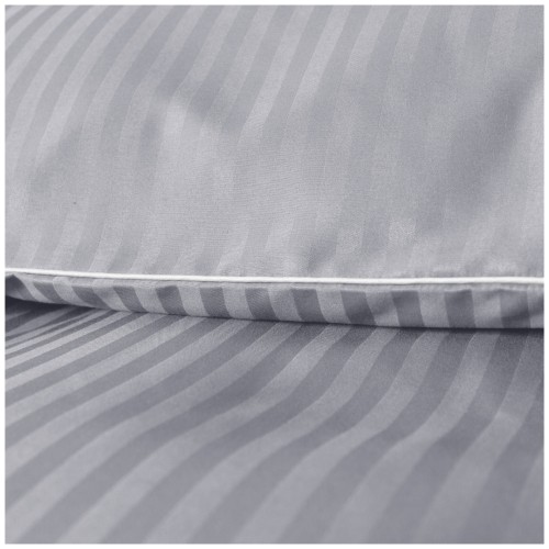 Pościel Z Lamówką 140x200 1x70x80 Silver Adamaszkowa Pasy 1Cm