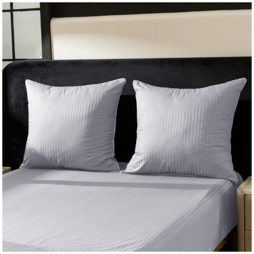 Pościel Z Lamówką 140x200 1x70x80 Silver Adamaszkowa Pasy 1Cm