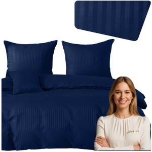 Pościel Z Lamówką 140x200 1x70x80 Chaber Adamaszkowa Pasy 1Cm