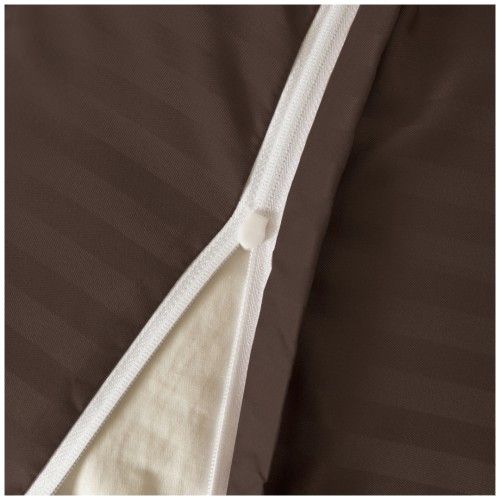 Pościel Z Lamówką 140x200 1x70x80 Brązowa Adamaszkowa Pasy 1Cm