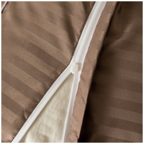 Pościel Z Lamówką 140x200 1x70x80 Beżowa Adamaszkowa Pasy 1Cm