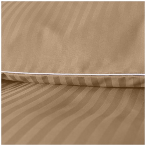 Pościel Z Lamówką 140x200 1x70x80 Cappuccino Adamaszkowa Pasy 1Cm