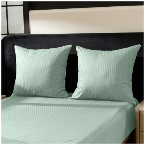 Pościel Z Lamówką 140x200 1x70x80 Miętowa Adamaszkowa Pasy 1Cm