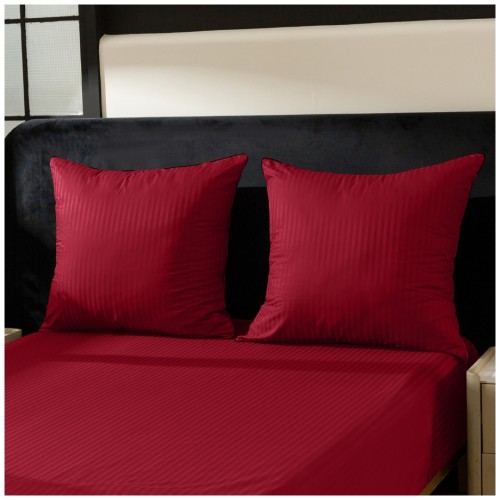 Pościel Z Lamówką 140x200 1x70x80 Czerwona Adamaszkowa Pasy 1Cm