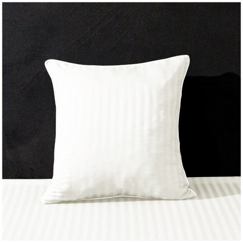 Poszewka Z Lamówką 40x40 JAŚ Biała Adamaszkowa Pasy 1Cm Dwustronna 