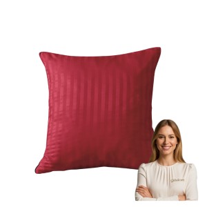 Poszewka Z Lamówką 40x40 JAŚ Czerwona Adamaszkowa Pasy 1Cm Dwustronna