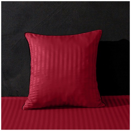 Poszewka Z Lamówką 40x40 JAŚ Czerwona Adamaszkowa Pasy 1Cm Dwustronna