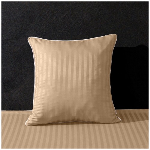 Poszewka Z Lamówką 40x40 JAŚ Cappuccino Adamaszkowa Pasy 1Cm Dwustronna