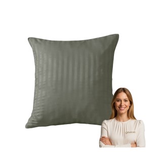 Poszewka Z Lamówką 40x40 JAŚ Oliwkowy Adamaszkowa Pasy 1Cm Dwustronna