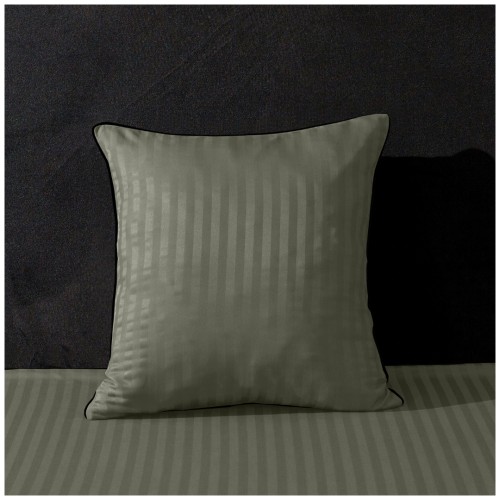 Poszewka Z Lamówką 40x40 JAŚ Oliwkowy Adamaszkowa Pasy 1Cm Dwustronna