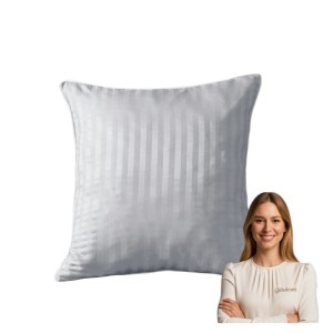 Poszewka Z Lamówką 40x40 JAŚ Silver Adamaszkowa Pasy 1Cm Dwustronna