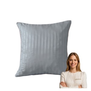 Poszewka Z Lamówką 40x40 JAŚ Silver Blue Adamaszkowa Pasy 1Cm Dwustronna