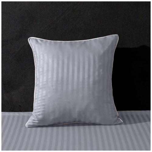 Poszewka Z Lamówką 40x40 JAŚ Silver Blue Adamaszkowa Pasy 1Cm Dwustronna