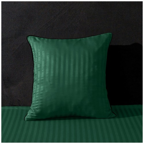 Poszewka Z Lamówką 40x40 JAŚ Butelkowa Zieleń Adamaszkowa Pasy 1Cm Dwustronna