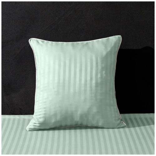 Poszewka Z Lamówką 40x40 JAŚ Miętowa Adamaszkowa Pasy 1Cm Dwustronna