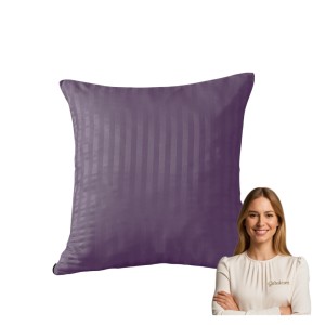 Poszewka Z Lamówką 40x40 JAŚ Fioletowa Adamaszkowa Pasy 1Cm Dwustronna