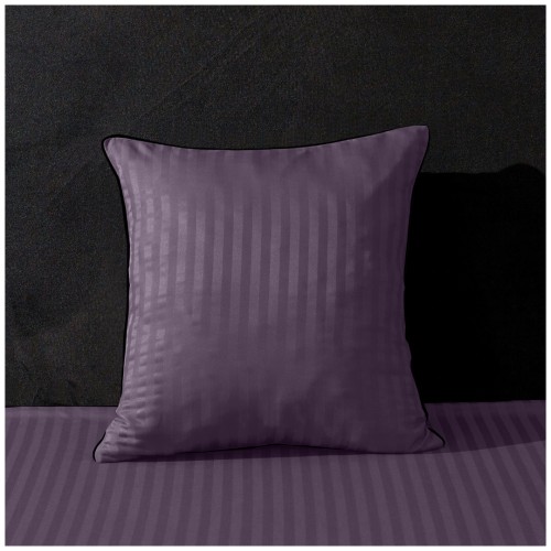 Poszewka Z Lamówką 40x40 JAŚ Fioletowa Adamaszkowa Pasy 1Cm Dwustronna