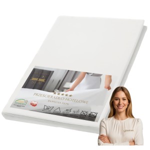 Prześcieradło Hotelowe Bawełniane 140x220 Białe 100% Bawełna