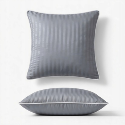 Poszewka Z Lamówką 40x40 JAŚ Silver Blue Adamaszkowa Pasy 1Cm Dwustronna