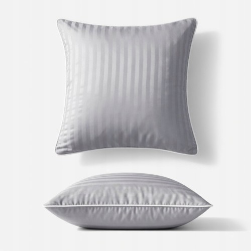 Poszewka Z Lamówką 40x40 JAŚ Silver Adamaszkowa Pasy 1Cm Dwustronna