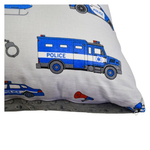 Poszewka Dziecięca 40x60 Policja Szara Grafit Bawełna Minky