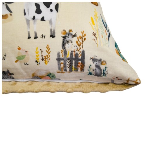 Poszewka Dziecięca 50x70 Farma Retro Beżowy Bawełna Minky