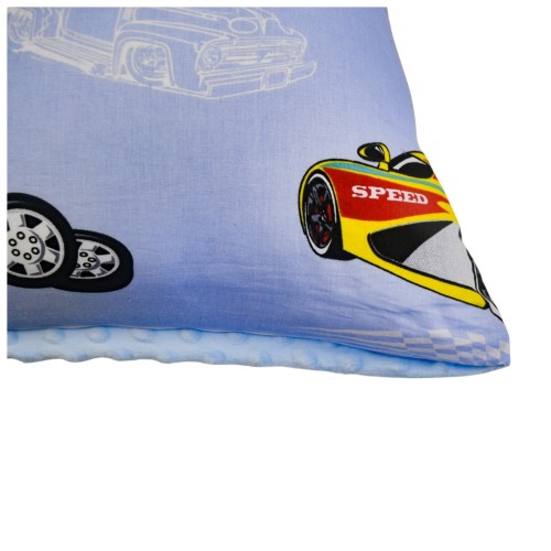 Poszewka Dziecięca 50x60 Auta Cars Niebieski Bawełna Minky