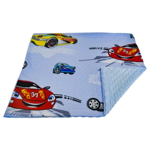 Poszewka Dziecięca 50x60 Auta Cars Niebieski Bawełna Minky