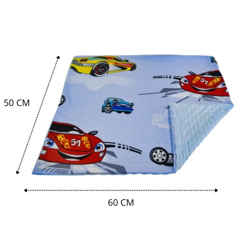 Poszewka Dziecięca 50x60 Auta Cars Niebieski Bawełna Minky