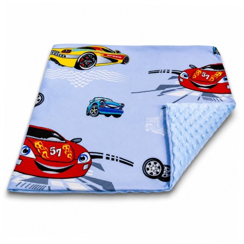 Poszewka Dziecięca 50x50 Auta Cars Niebieski Bawełna Minky