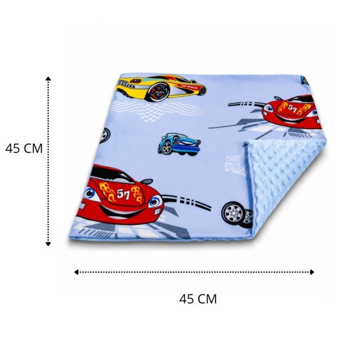 Poszewka Dziecięca 45x45 Auta Cars Niebieski Bawełna Minky