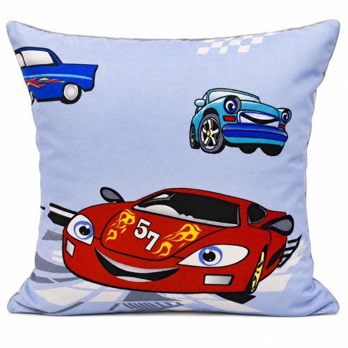 Poszewka Dziecięca 45x45 Auta Cars Szary Bawełna Minky
