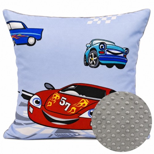 Poszewka Dziecięca 40x40 Auta Cars Szary Bawełna Minky