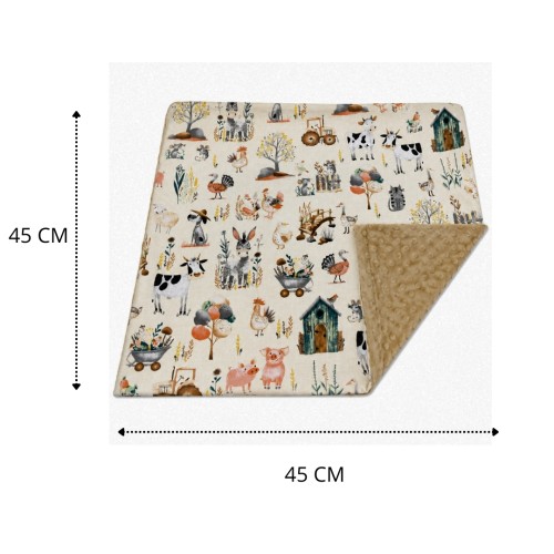 Poszewka Dziecięca 45x45 Farma Retro Beżowy Bawełna Minky