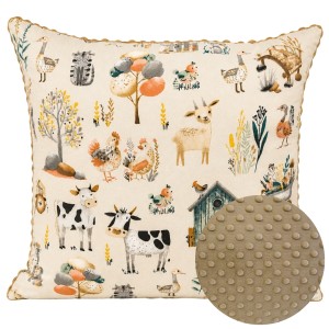 Poszewka Dziecięca 45x45 Farma Retro Beżowy Bawełna Minky