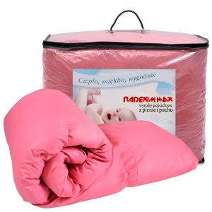 Kołdra 180x200 Puchowa Różowa Całoroczna 1800g Uniwersalna