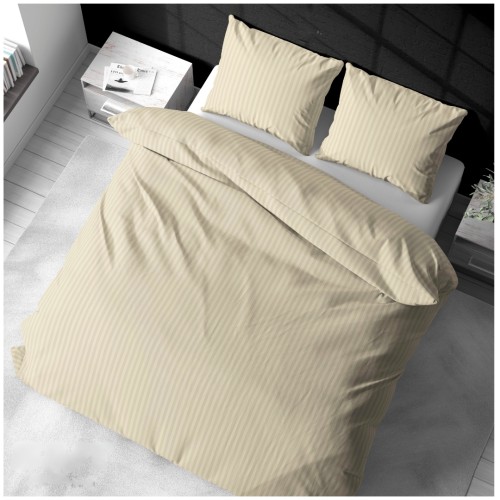 Komplet Pościeli Adamaszek  160x200 + 2 x 50x70 Champagne Zamek Pasy 1 Cm