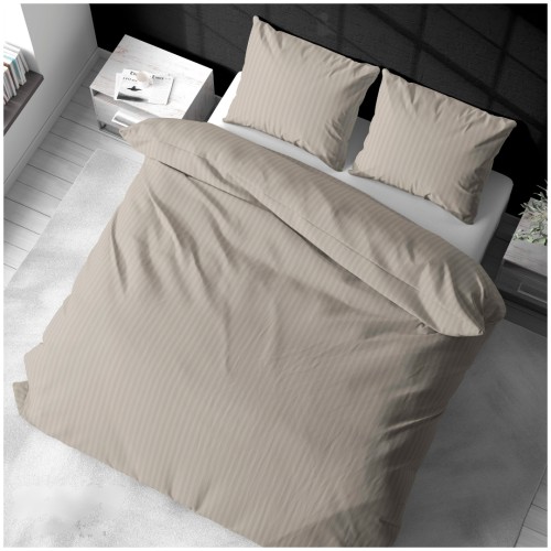 Komplet Pościeli Adamaszek  220x200 + 2 x 70x80 Light Brown Zamek Pasy 1 Cm