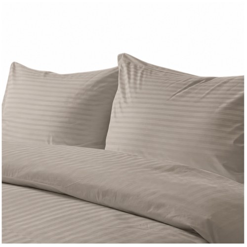 Komplet Pościeli Adamaszek  220x200 + 2 x 50x70 Light Brown Zamek Pasy 1 Cm