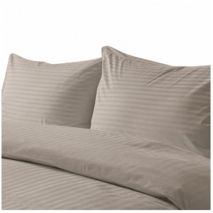 Komplet Pościeli Adamaszek  140x200 + 1 x 70x80 Light Brown Zamek Pasy 1 Cm