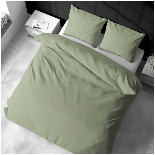 Komplet Pościeli Adamaszek  140x200 + 2 x 50x60 Salvia Zamek Pasy 1 Cm
