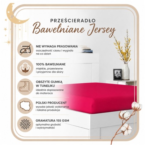 Prześcieradło JERSEY Z Gumką 60x120 Biskupi 100% Bawełniane