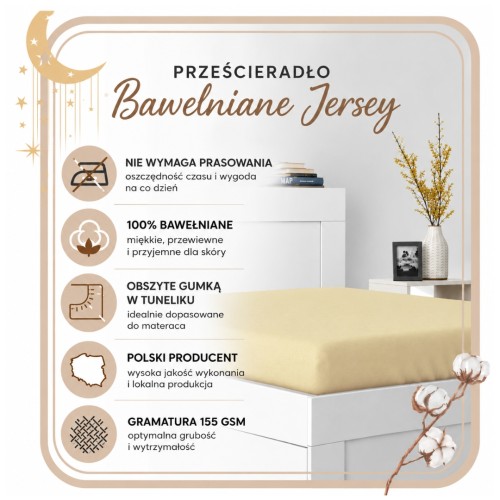 Prześcieradło JERSEY Z Gumką 60x120 Cappuccino 100% Bawełniane