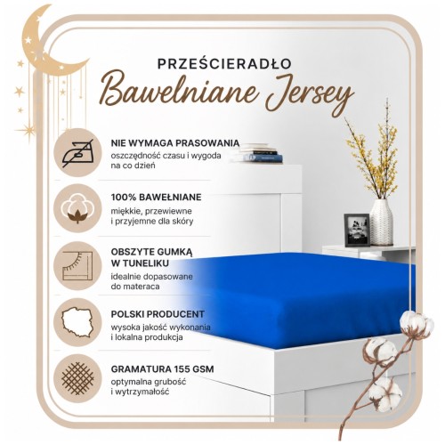 Prześcieradło JERSEY Z Gumką 80x180 Chaber 100% Bawełniane