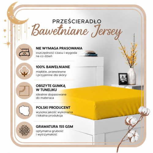 Prześcieradło JERSEY Z Gumką 90x190 Pomarańczowe 100% Bawełniane
