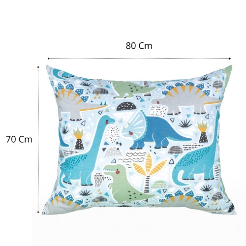 Poszewka Dziecięca 70x80 Bawełniana Dinozaury Niebieskie