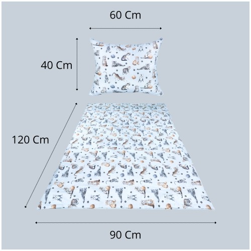 Komplet Pościeli Dziecięcej 90x120 + 40x60 Kotki Łapki Szare