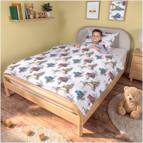 Komplet Pościeli Dziecięcej 90x120 + 40x60 Maszyny Budowlane