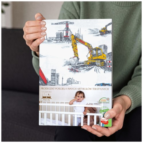 Komplet Pościeli Dziecięcej 100x160 + 40x60 Maszyny Budowlane